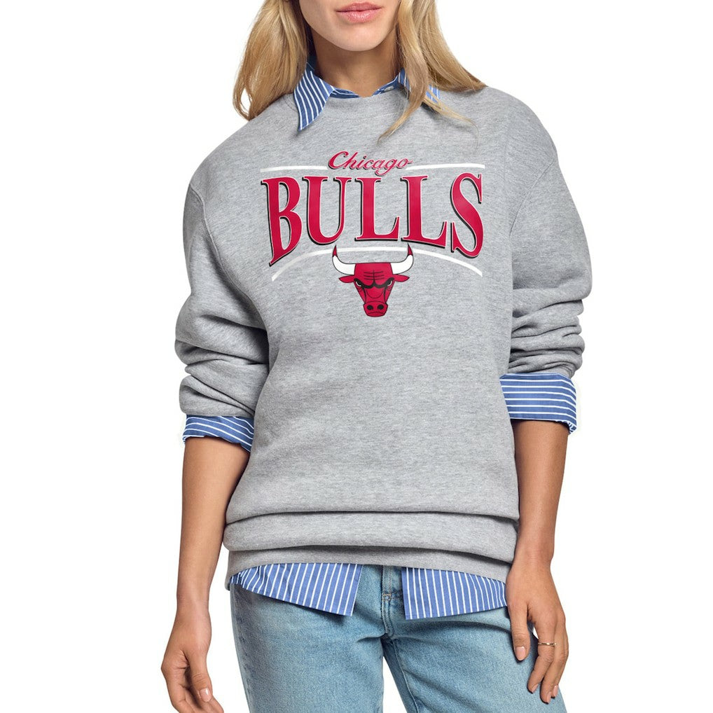 Chicago Bulls Starter Women's Arch Stripe Fleece Crewneck Sweatshirt