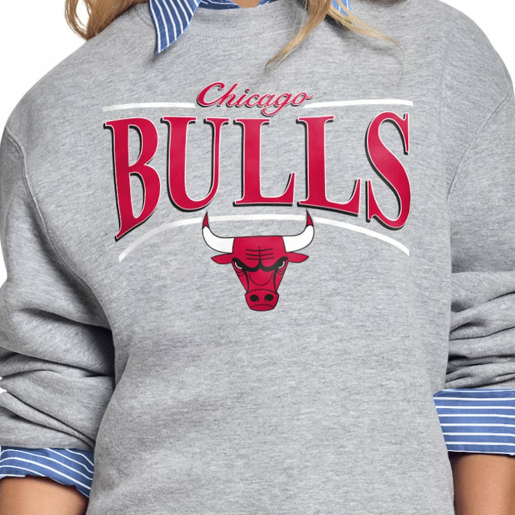 Chicago Bulls Starter Women's Arch Stripe Fleece Crewneck Sweatshirt