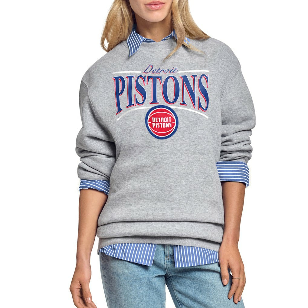 Detroit Pistons Starter Women's Arch Stripe Fleece Crewneck Sweatshirt sale