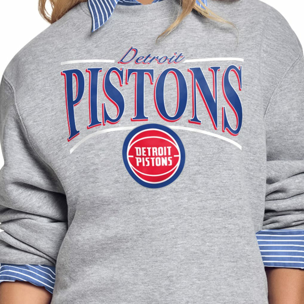 Detroit Pistons Starter Women's Arch Stripe Fleece Crewneck Sweatshirt sale