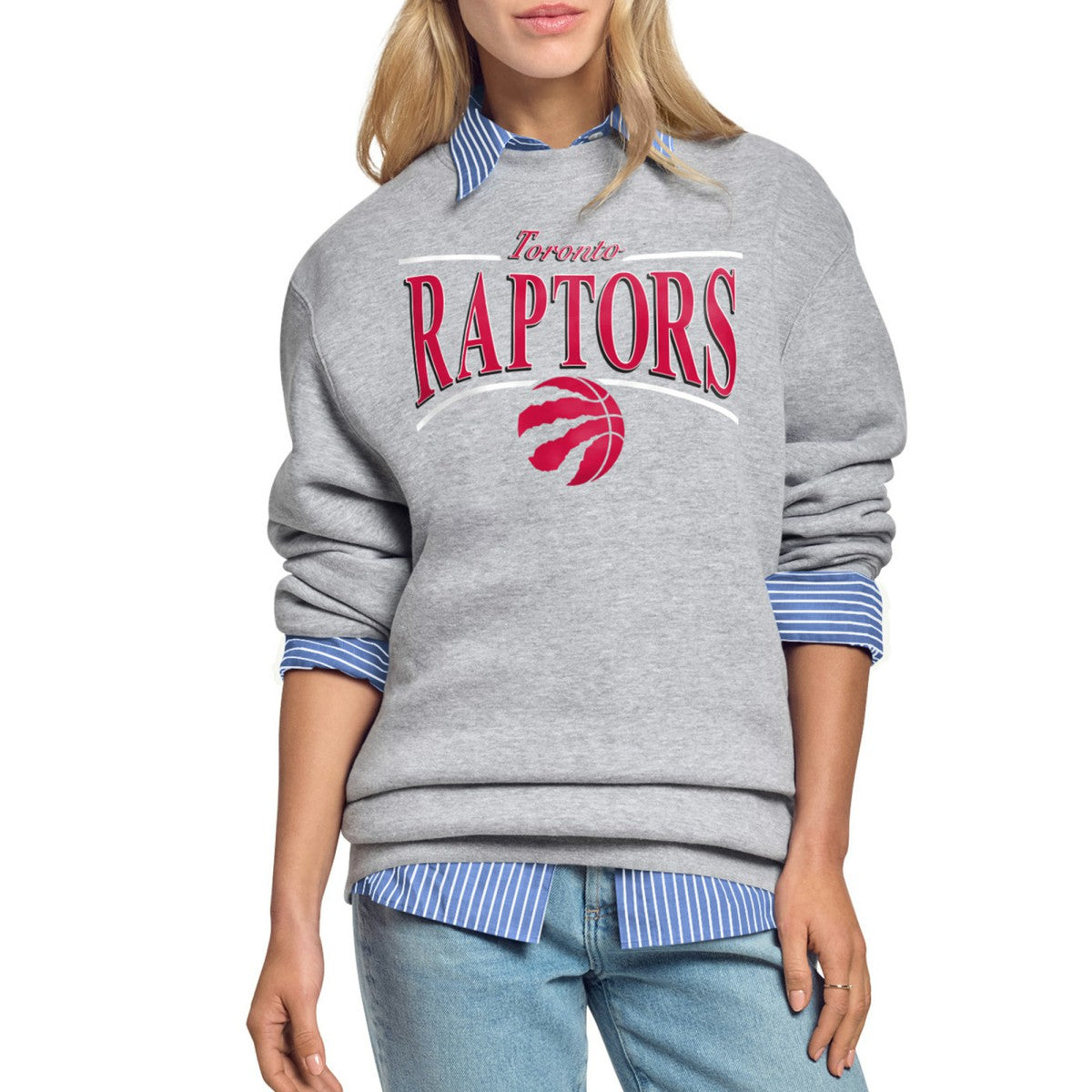 Toronto Raptors Starter Women's Arch Stripe Fleece Crewneck Sweatshirt