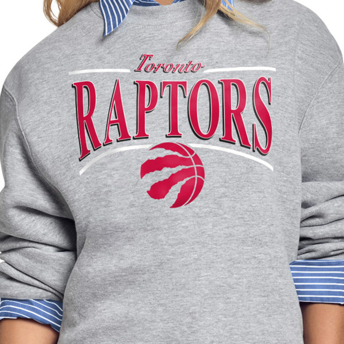 Toronto Raptors Starter Women's Arch Stripe Fleece Crewneck Sweatshirt