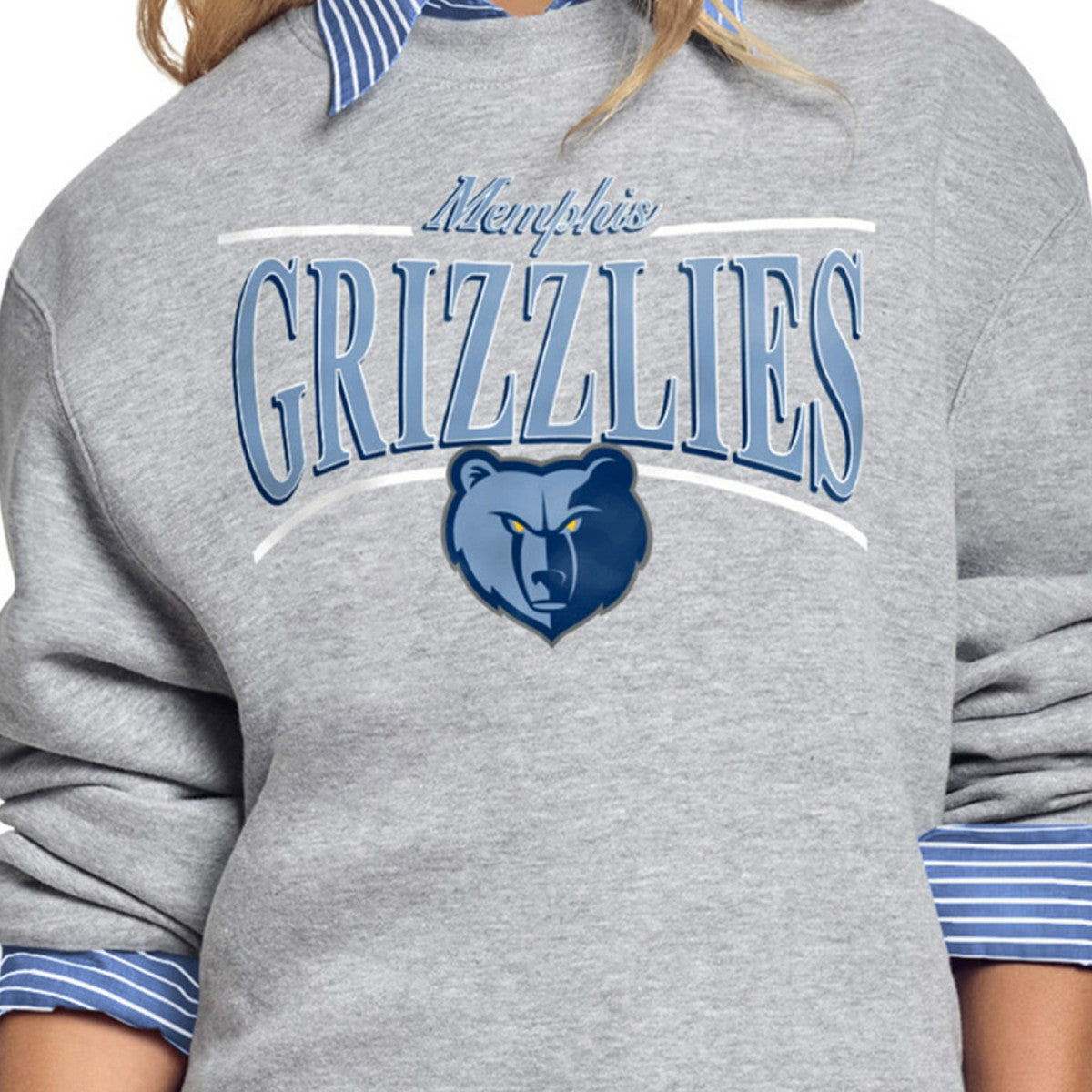 Memphis Grizzlies Starter Women's Arch Stripe Fleece Crewneck Sweatshirt