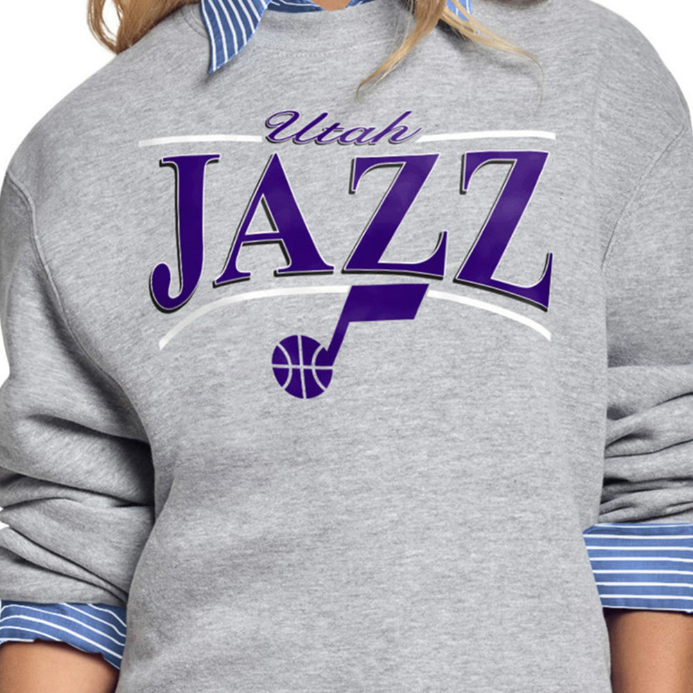 Utah Jazz Starter Women's Arch Stripe Fleece Crewneck Sweatshirt