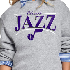 Utah Jazz Starter Women's Arch Stripe Fleece Crewneck Sweatshirt
