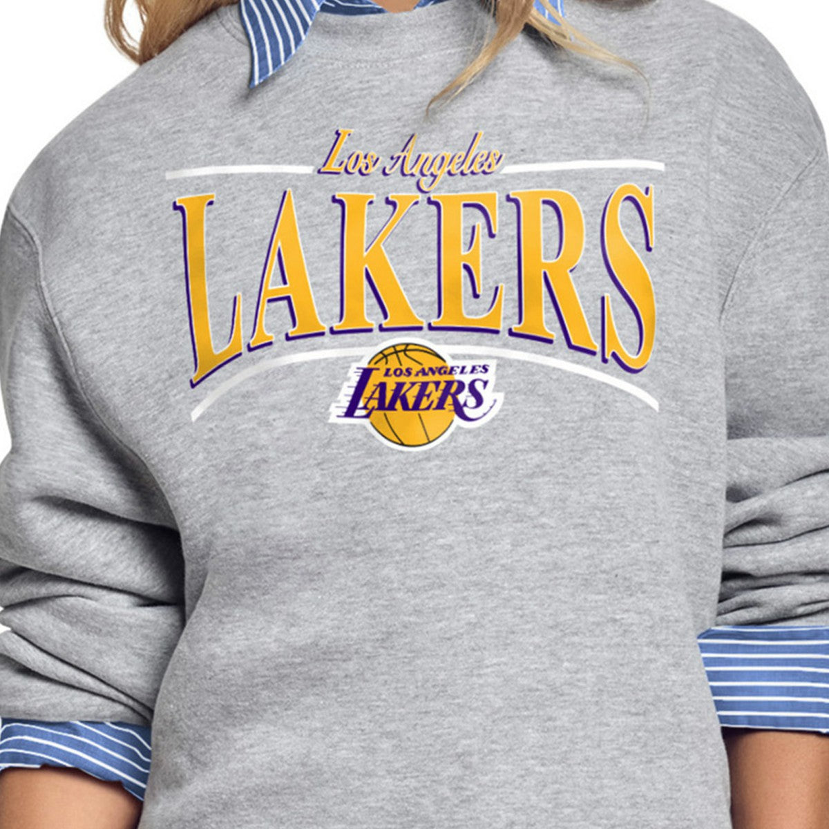 Los Angeles Lakers Starter Women's Arch Stripe Fleece Crewneck Sweatshirt