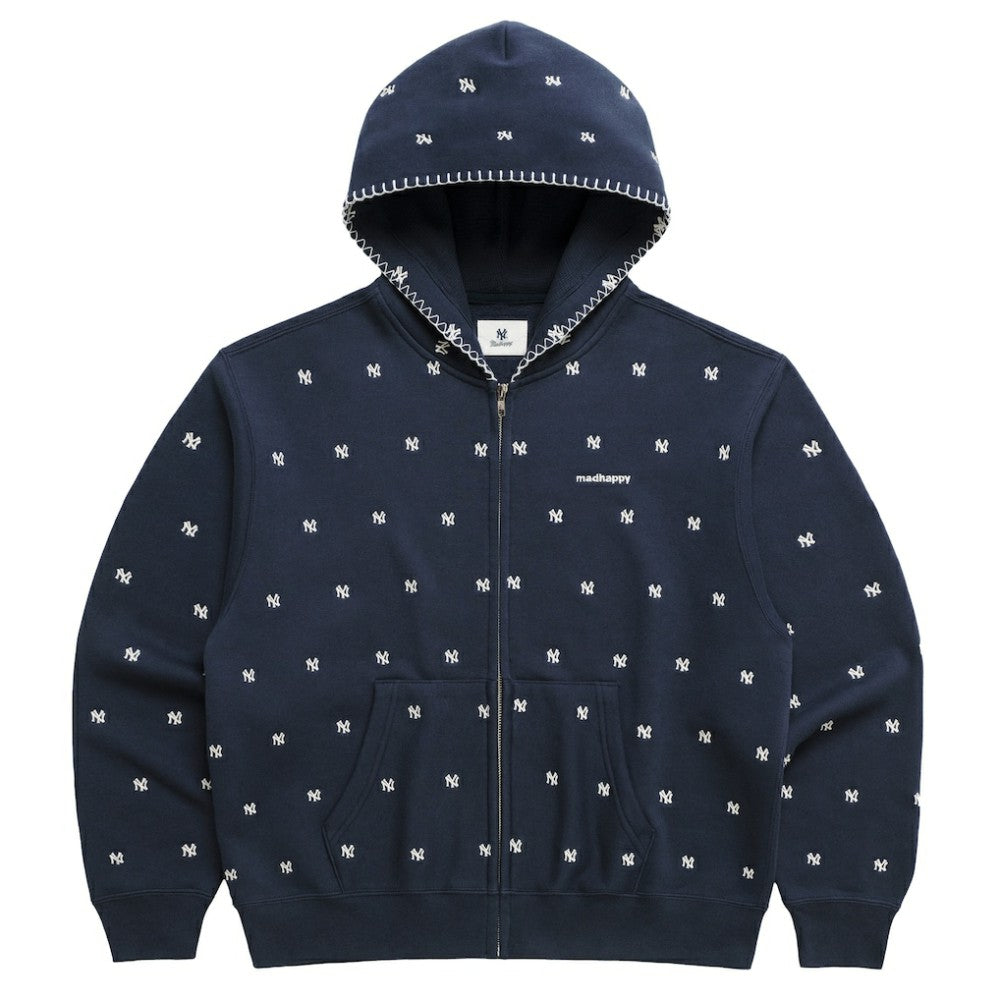 Navy New York Yankees Madhappy Unisex All Over Fleece Full-Zip Hoodie