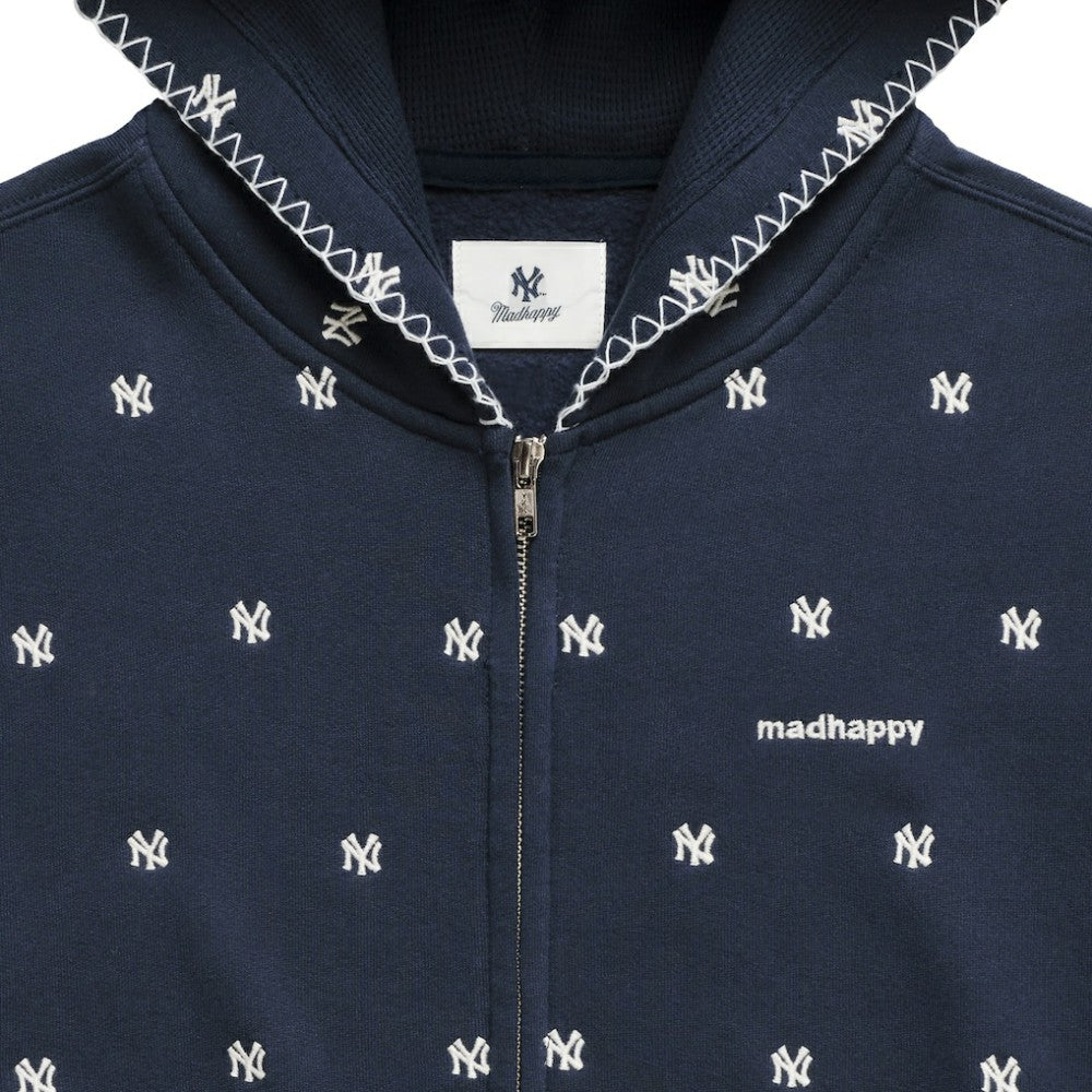 Navy New York Yankees Madhappy Unisex All Over Fleece Full-Zip Hoodie
