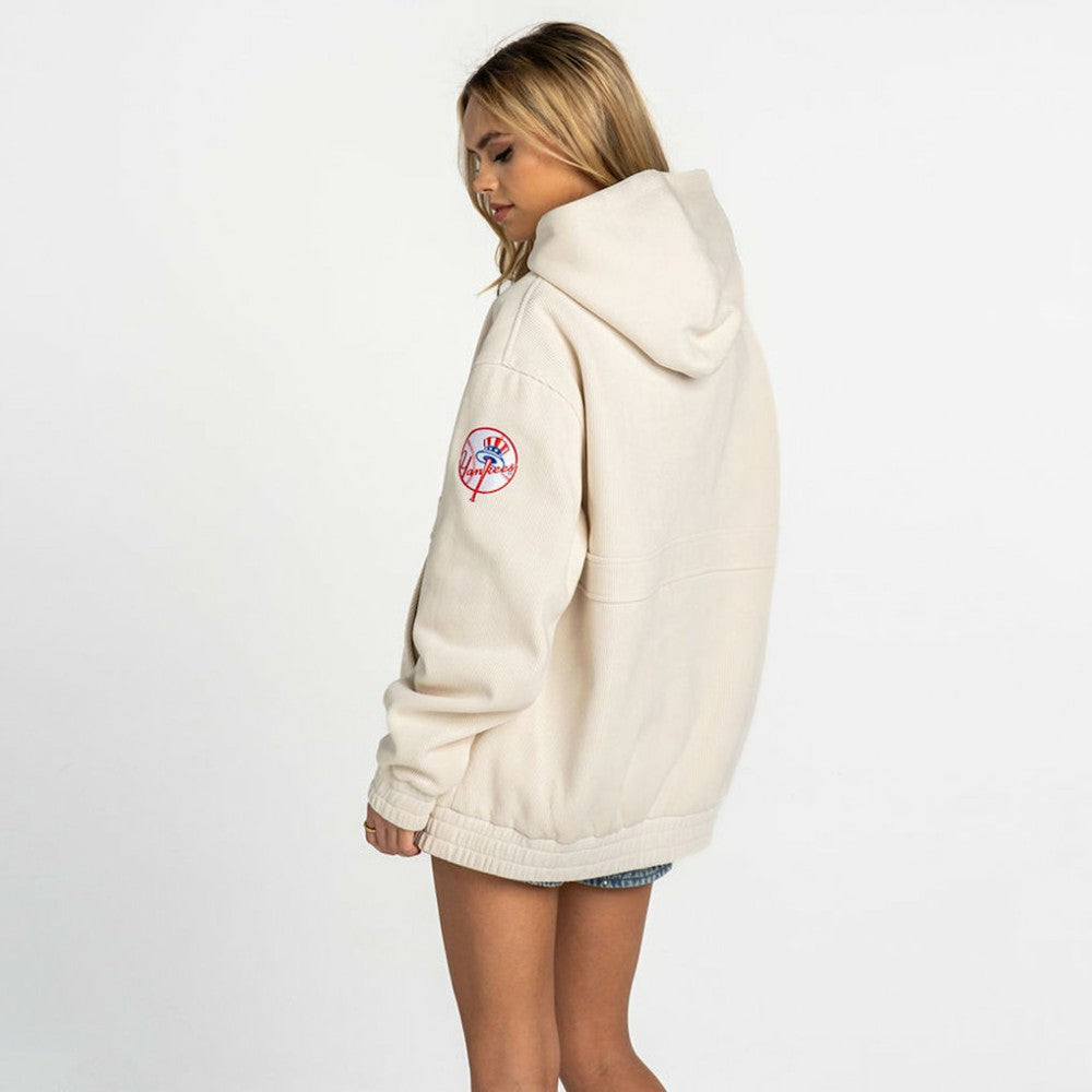 Cream New York Yankees The Wild Collective Women's Oversized Cord Hoodie