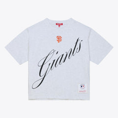 Heather Gray San Francisco Giants Mitchell & Ness Women's Script Cropped Boxy T-Shirt