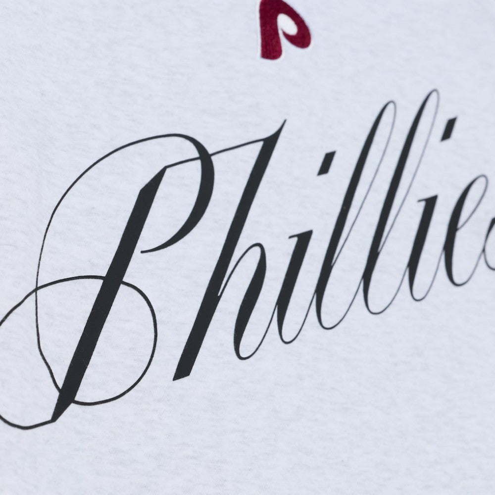 Heather Gray Philadelphia Phillies Mitchell & Ness Women's Script Cropped Boxy T-Shirt