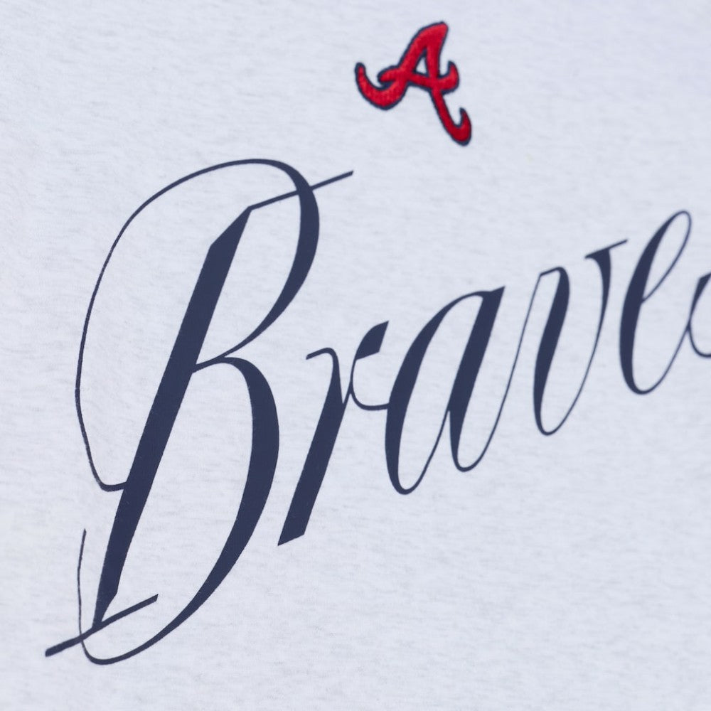 Heather Gray Atlanta Braves Mitchell & Ness Women's Script Cropped Boxy T-Shirt