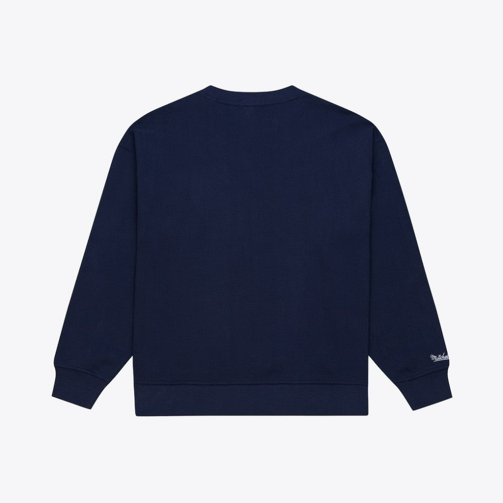 Navy Atlanta Braves Mitchell & Ness Women's Script Sweatshirt