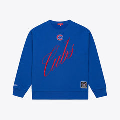 Royal Chicago Cubs Mitchell & Ness Women's Script Sweatshirt