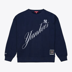 Navy New York Yankees Mitchell & Ness Women's Script Sweatshirt