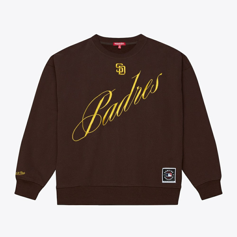 Brown San Diego Padres Mitchell & Ness Women's Script Sweatshirt
