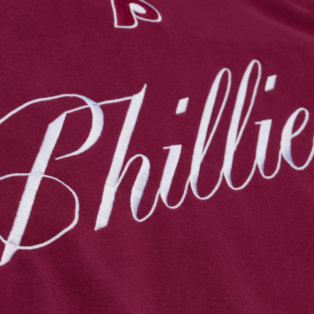 Burgundy Philadelphia Phillies Mitchell & Ness Women's Script Sweatshirt
