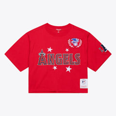 Red Los Angeles Angels Mitchell & Ness Women's Pep Rally Cropped Boxy T-Shirt