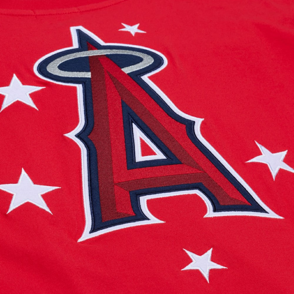 Red Los Angeles Angels Mitchell & Ness Women's Pep Rally Cropped Boxy T-Shirt