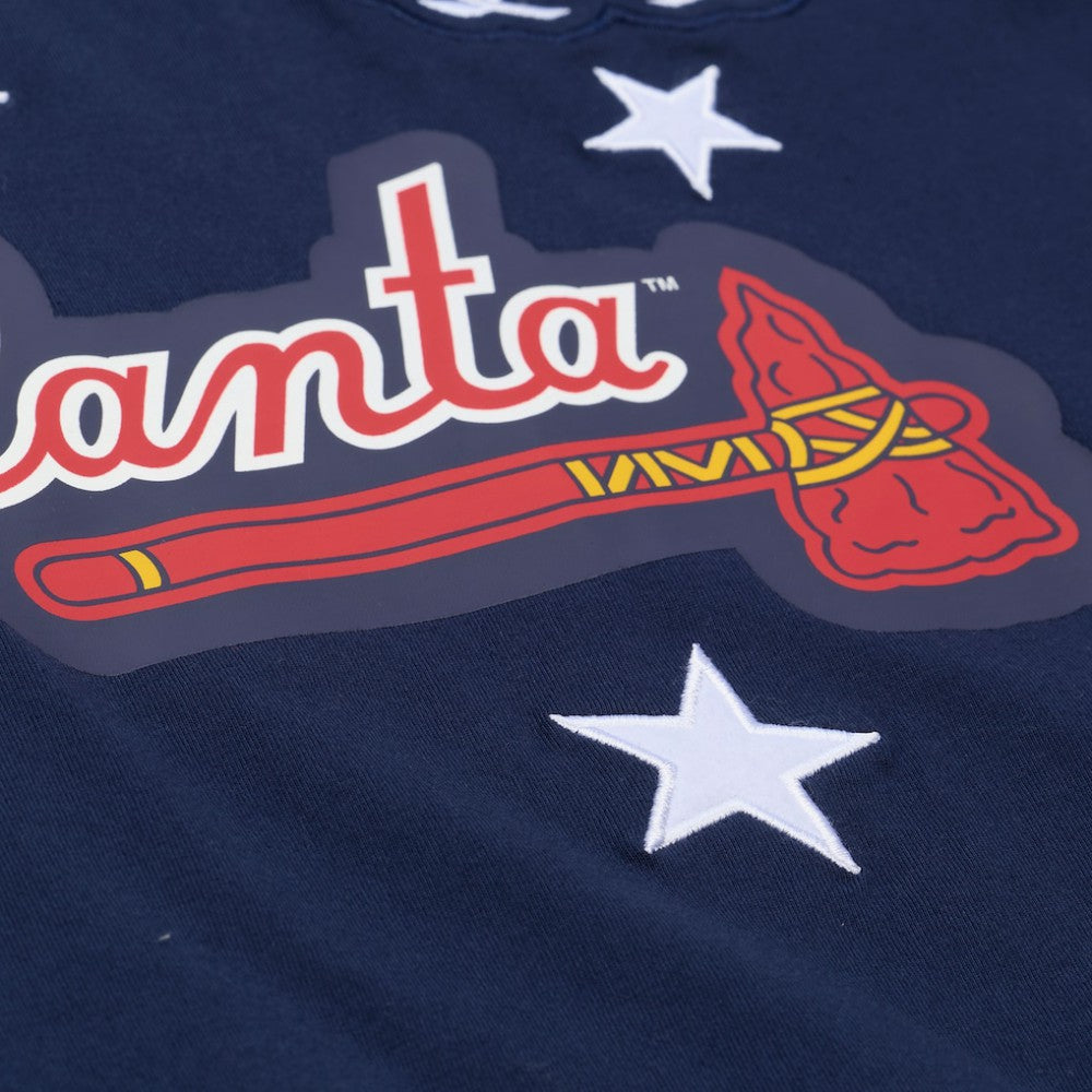 Navy Atlanta Braves Mitchell & Ness Women's Pep Rally Cropped Boxy T-Shirt