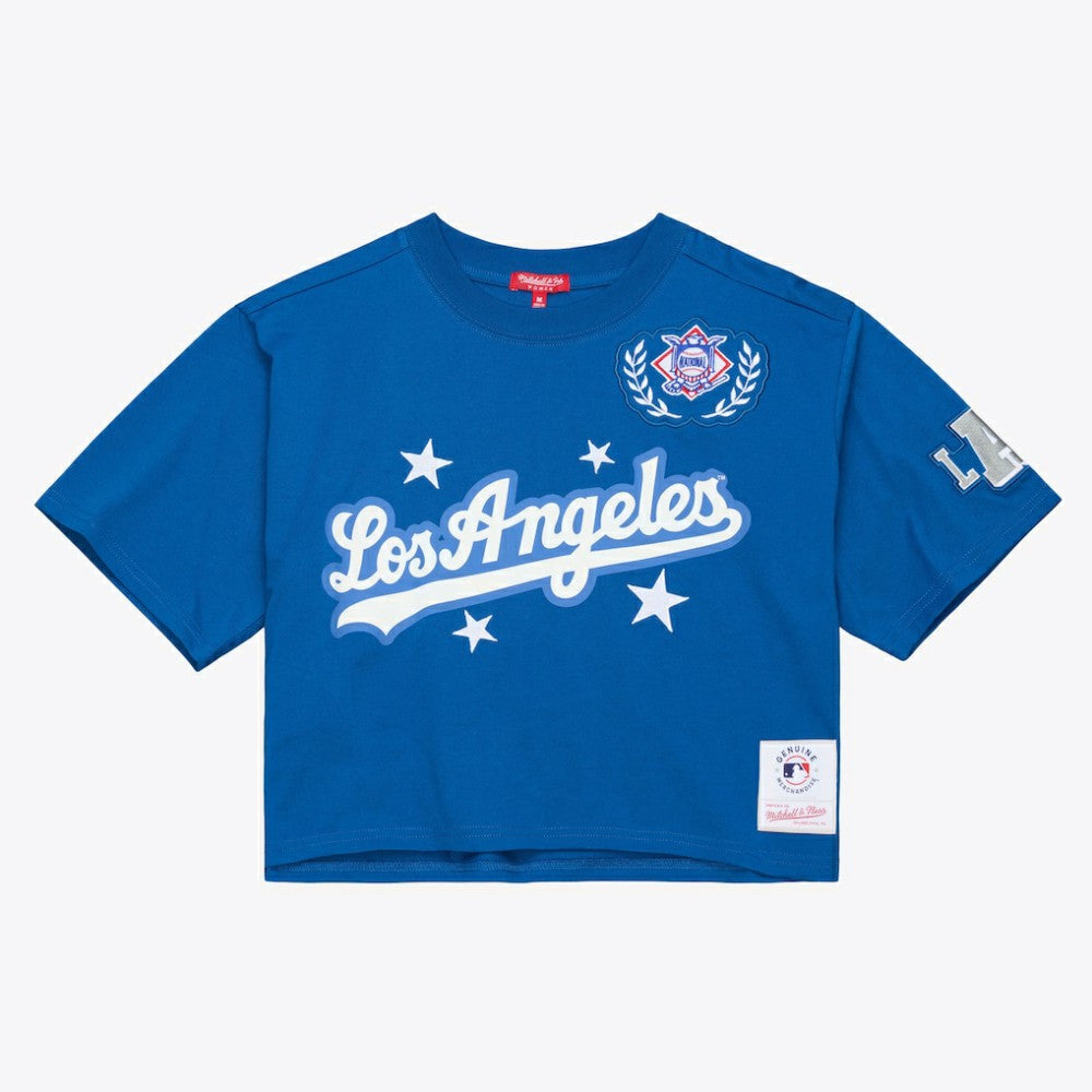 Royal Los Angeles Dodgers Mitchell & Ness Women's Pep Rally Cropped Boxy T-Shirt