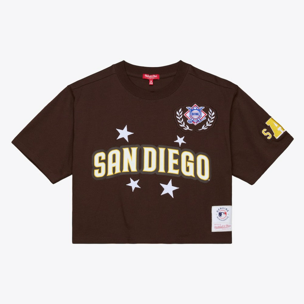 Brown San Diego Padres Mitchell & Ness Women's Pep Rally Cropped Boxy T-Shirt