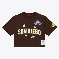 Brown San Diego Padres Mitchell & Ness Women's Pep Rally Cropped Boxy T-Shirt