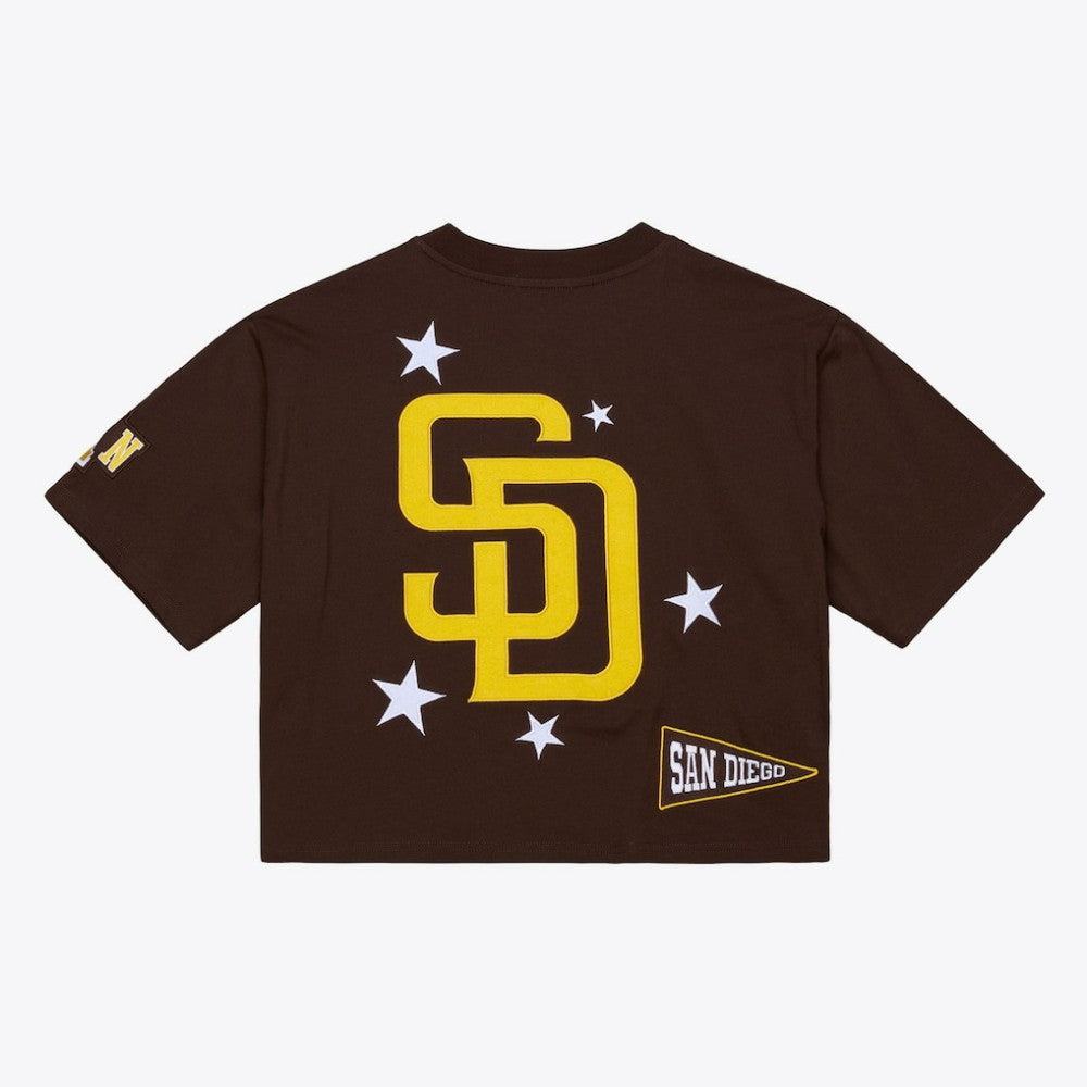 Brown San Diego Padres Mitchell & Ness Women's Pep Rally Cropped Boxy T-Shirt
