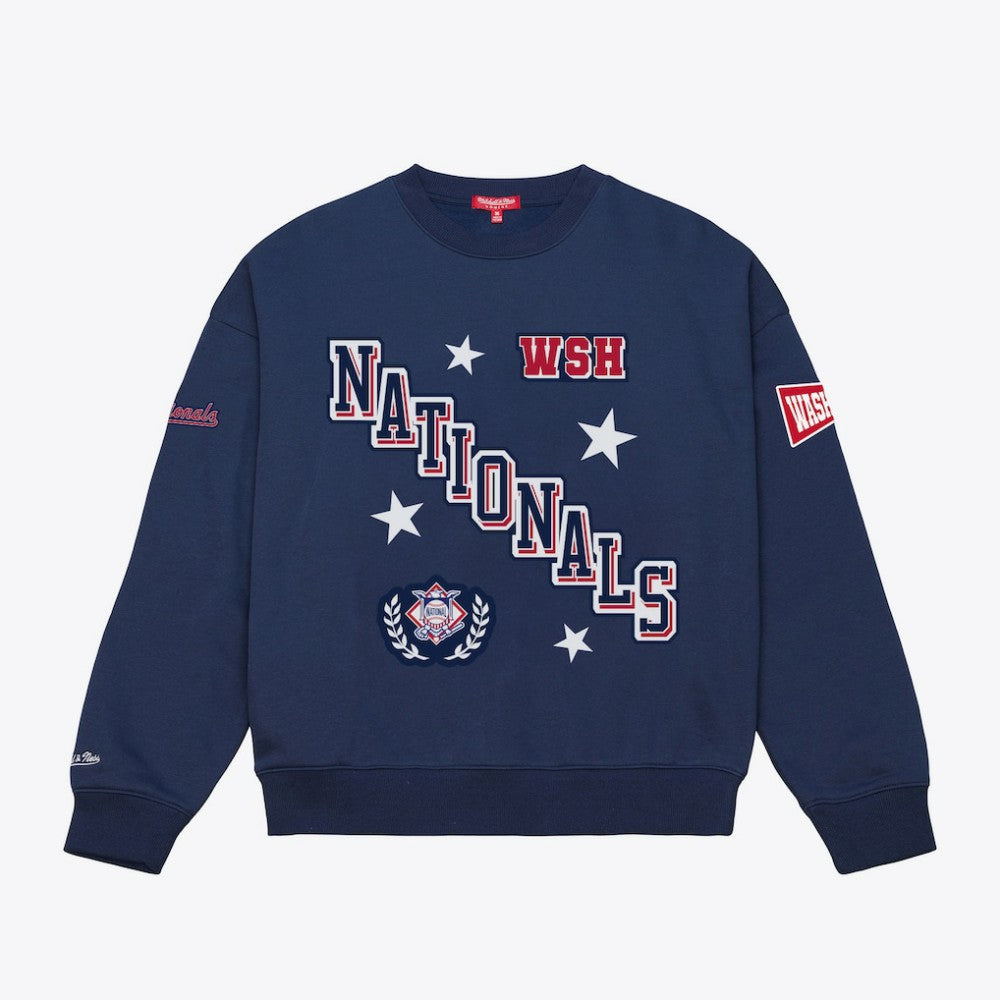 Navy Washington Nationals Mitchell & Ness Women's Pep Rally Sweatshirt