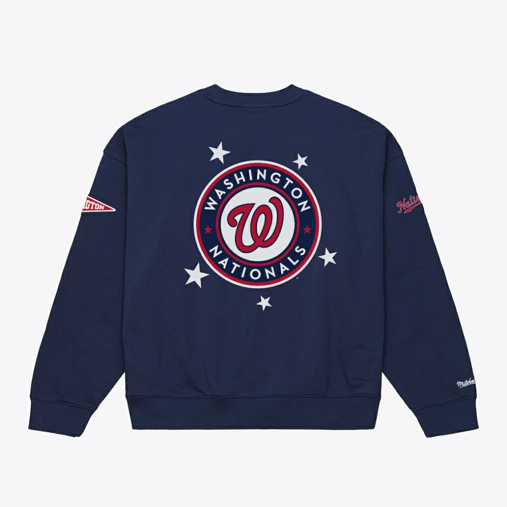 Navy Washington Nationals Mitchell & Ness Women's Pep Rally Sweatshirt