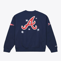 Navy Atlanta Braves Mitchell & Ness Women's Pep Rally Sweatshirt