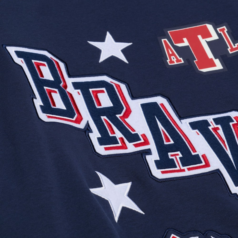 Navy Atlanta Braves Mitchell & Ness Women's Pep Rally Sweatshirt