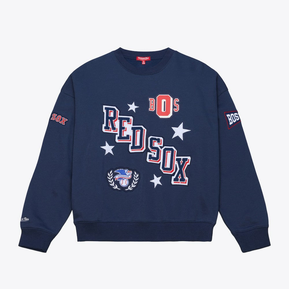 Navy Boston Red Sox Mitchell & Ness Women's Pep Rally Sweatshirt