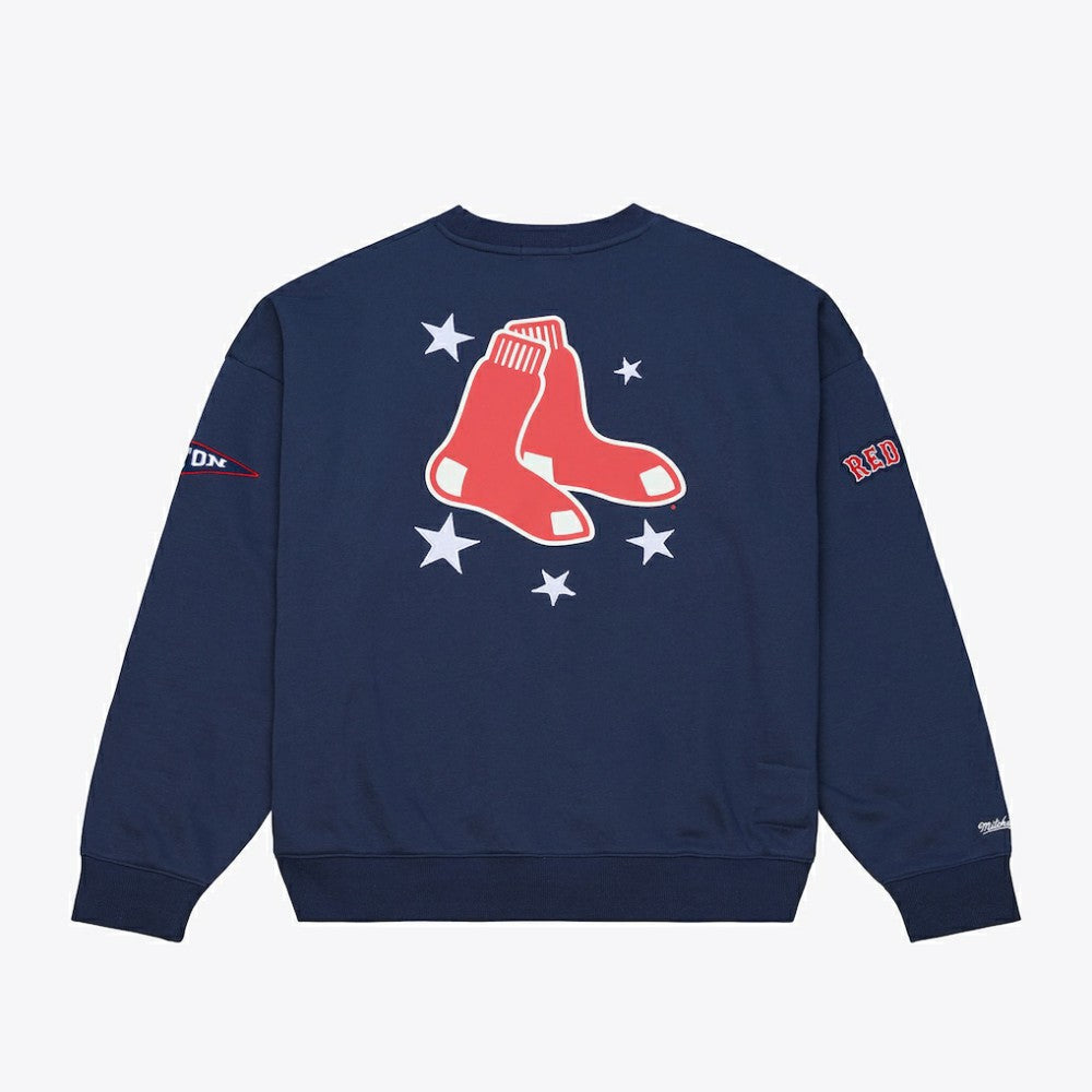 Navy Boston Red Sox Mitchell & Ness Women's Pep Rally Sweatshirt