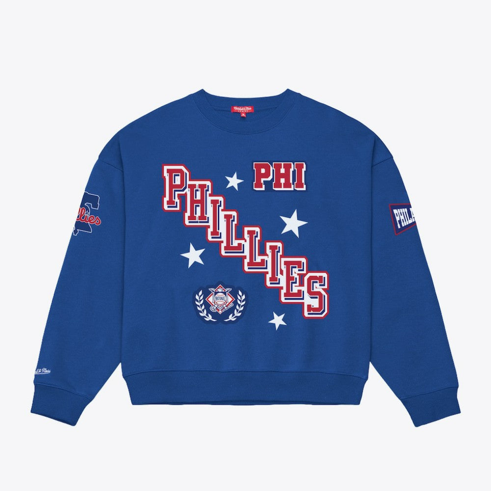 Royal Philadelphia Phillies Mitchell & Ness Women's Pep Rally Sweatshirt