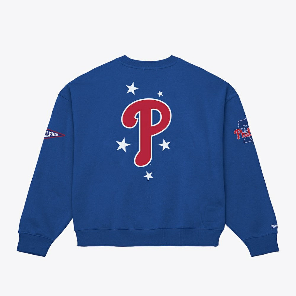 Royal Philadelphia Phillies Mitchell & Ness Women's Pep Rally Sweatshirt