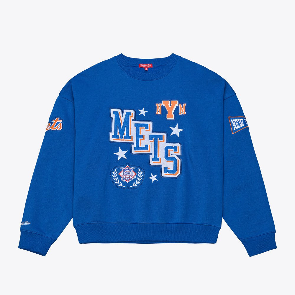 Royal New York Mets Mitchell & Ness Women's Pep Rally Sweatshirt