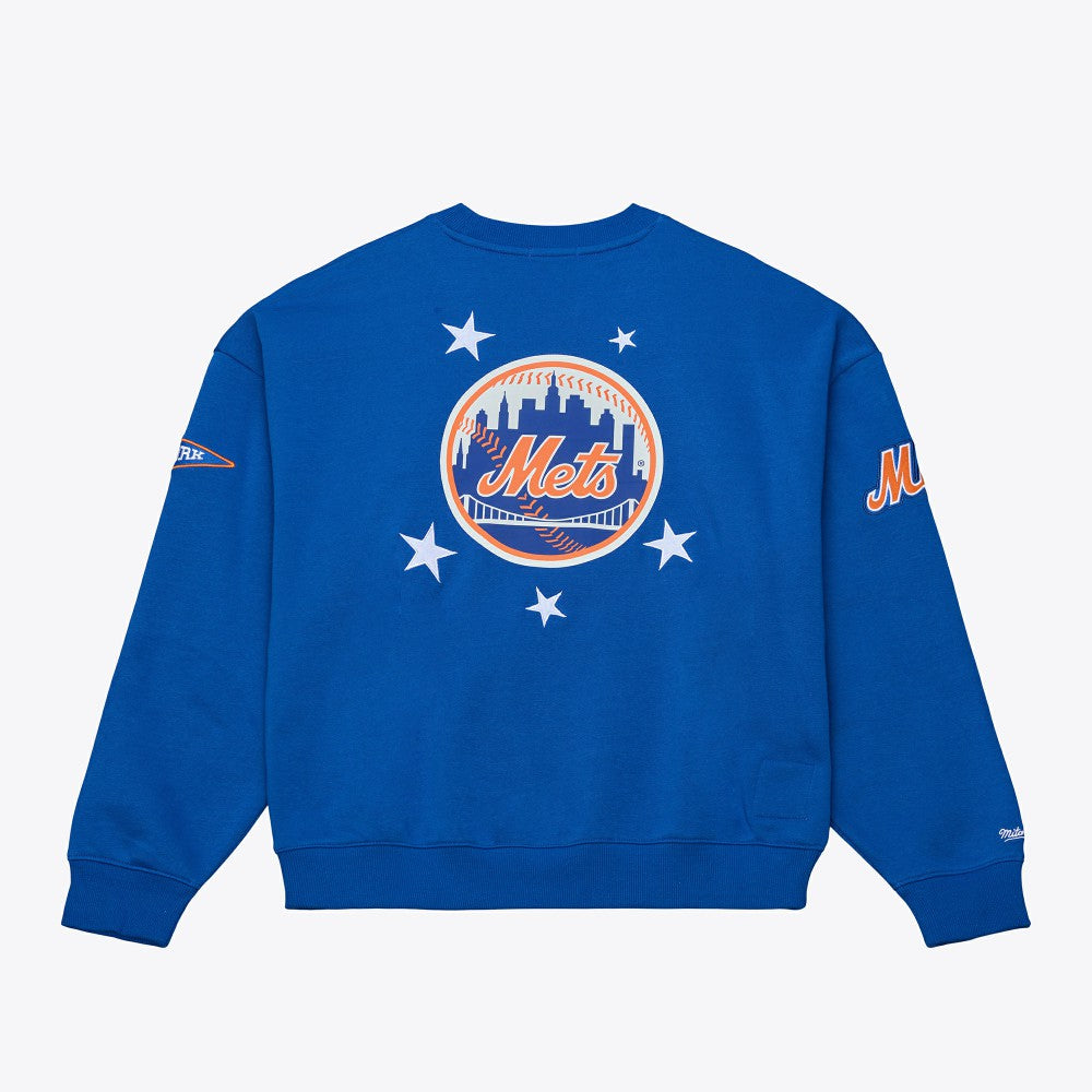 Royal New York Mets Mitchell & Ness Women's Pep Rally Sweatshirt