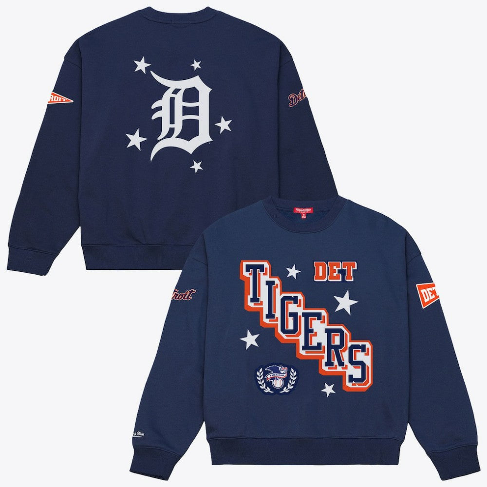 Navy Detroit Tigers Mitchell & Ness Women's Pep Rally Sweatshirt