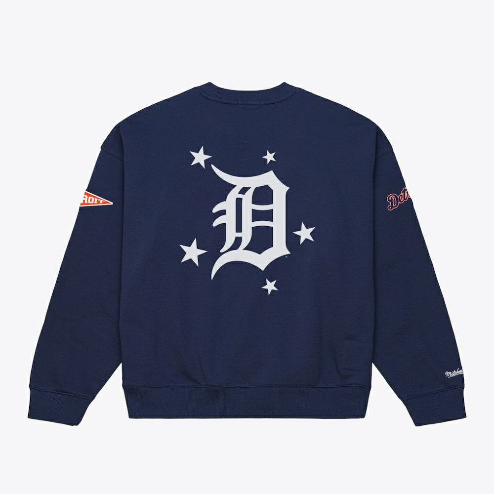 Navy Detroit Tigers Mitchell & Ness Women's Pep Rally Sweatshirt