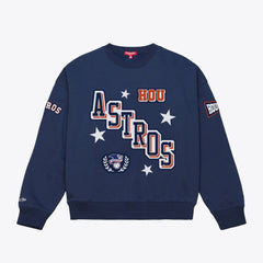 Navy Houston Astros Mitchell & Ness Women's Pep Rally Sweatshirt