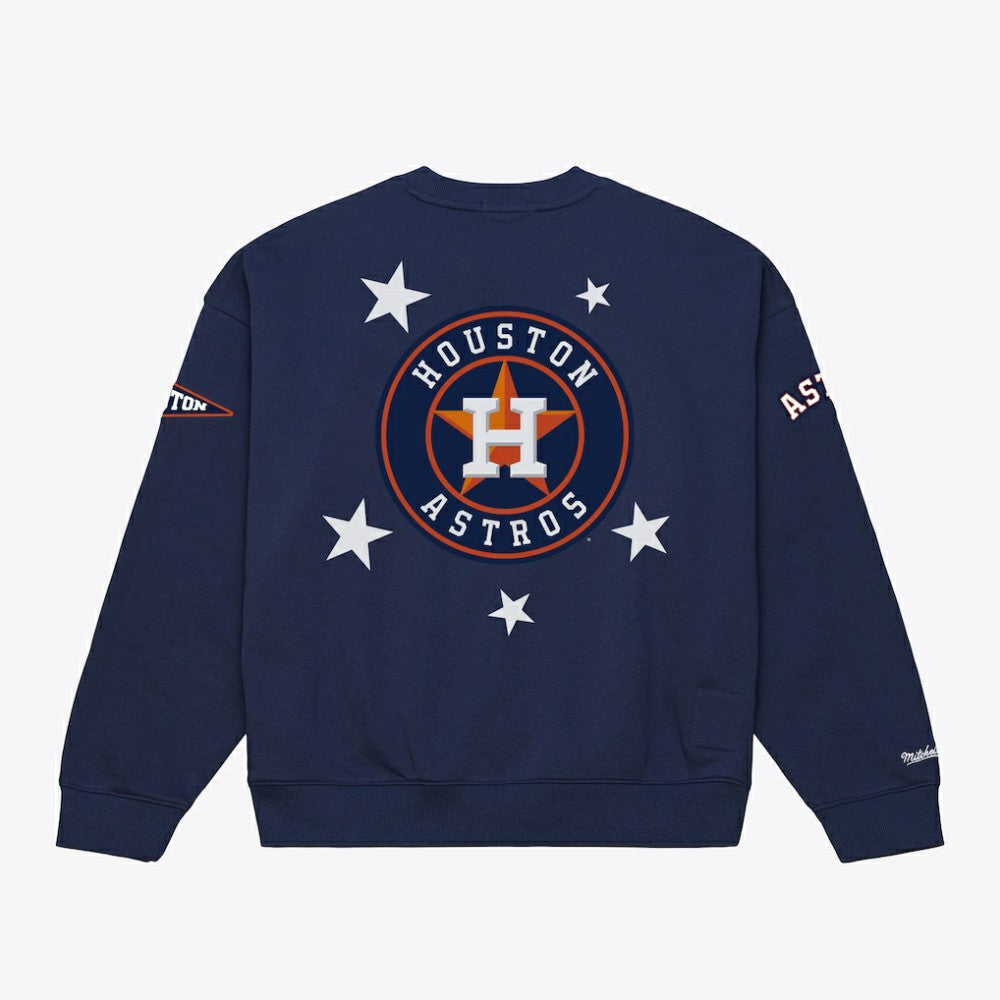 Navy Houston Astros Mitchell & Ness Women's Pep Rally Sweatshirt
