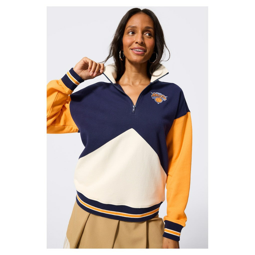 New York Knicks Terez Unisex Colorblock Quarter-Zip Pullover