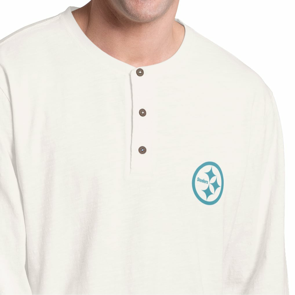 Margaritaville Island Reserve Long Sleeve Slub Henley Shirt - Pittsburgh Steelers
