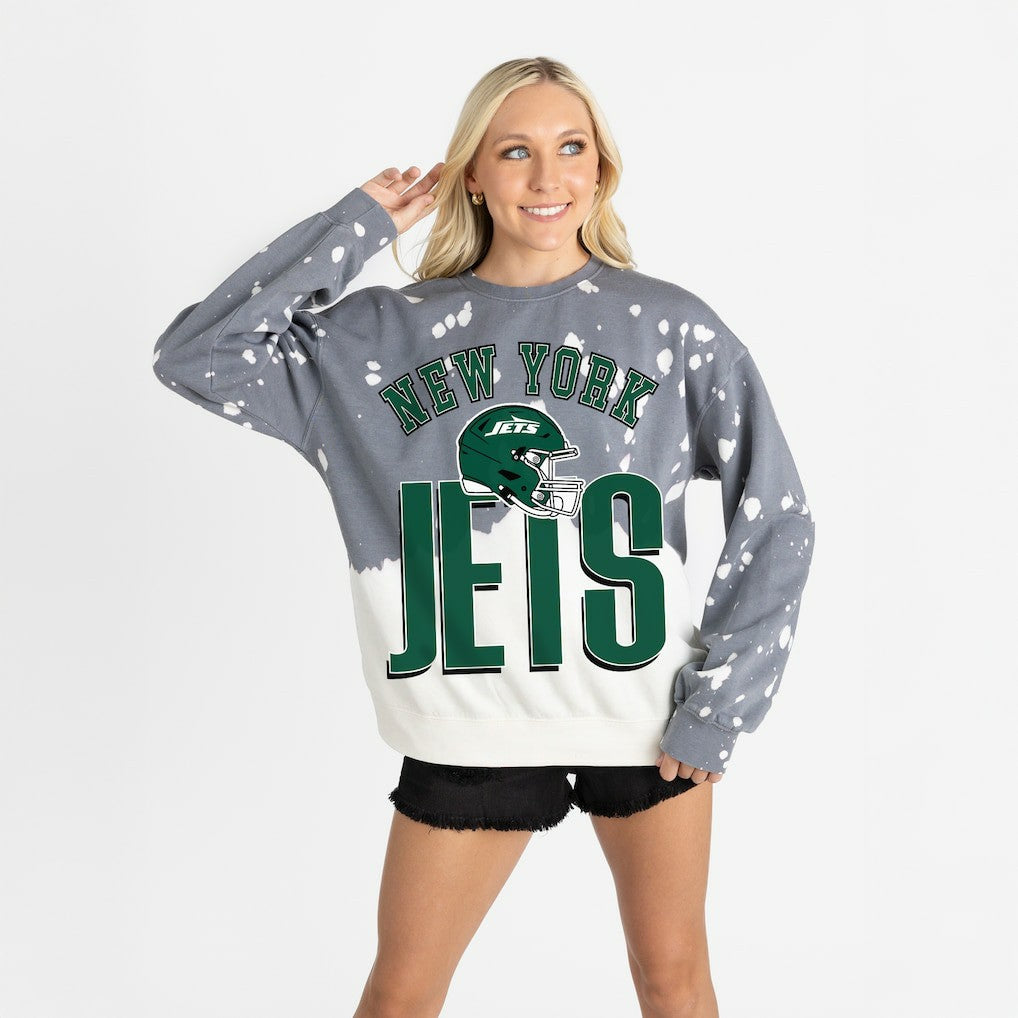 Gameday Couture Women's Arch Rivals Faded Wash Sweatshirt - New York Jets Sweatshirts