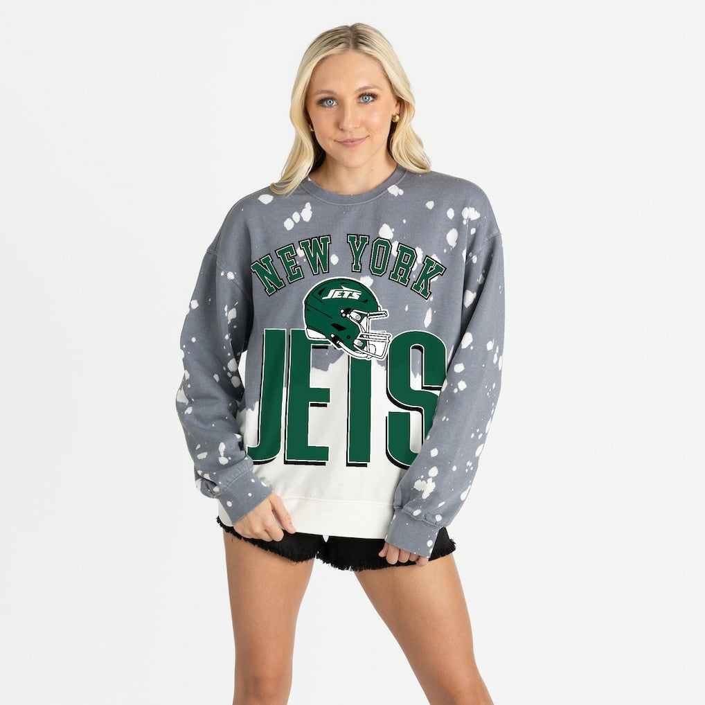 Gameday Couture Women's Arch Rivals Faded Wash Sweatshirt - New York Jets Sweatshirts