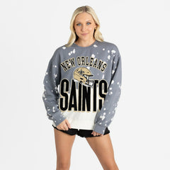 Gameday Couture Women's Arch Rivals Faded Wash Sweatshirt - New Orleans Saints Sweatshirts