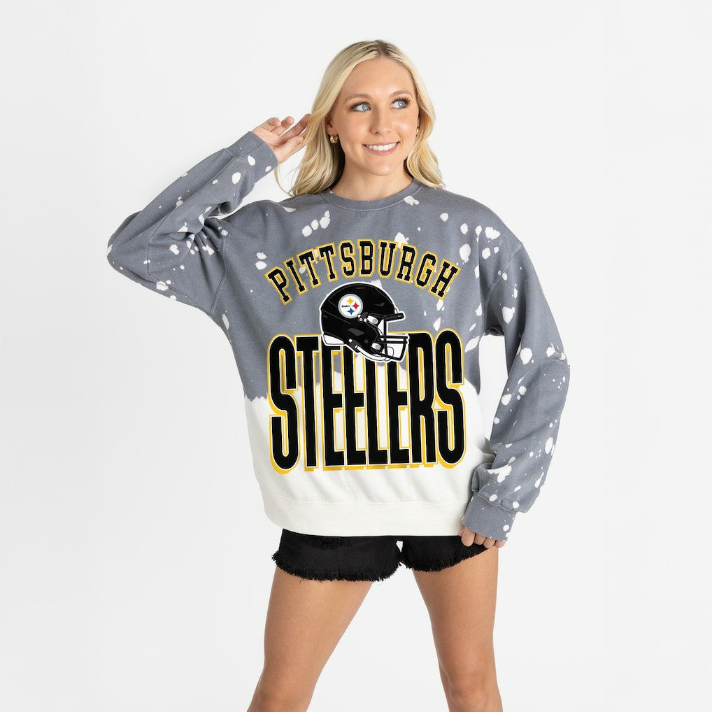 Gameday Couture Women's Arch Rivals Faded Wash Sweatshirt - Pittsburgh Steelers Sweatshirts