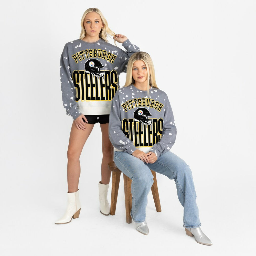 Gameday Couture Women's Arch Rivals Faded Wash Sweatshirt - Pittsburgh Steelers Sweatshirts