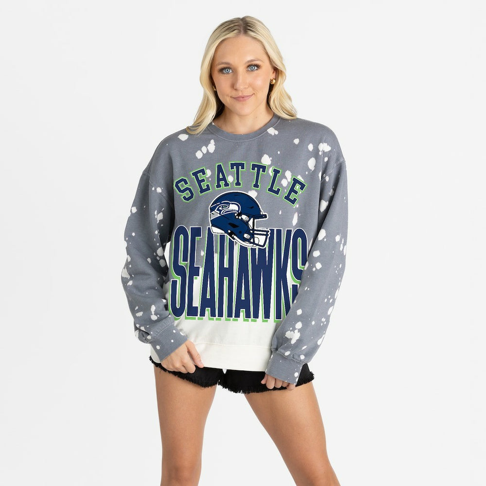 Gameday Couture Women's Arch Rivals Faded Wash Sweatshirt - Seattle Seahawks Sweatshirts